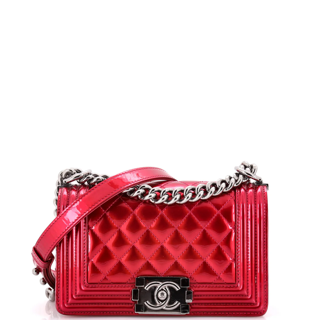 Boy Flap Bag Quilted Patent Small - Deep Luxury