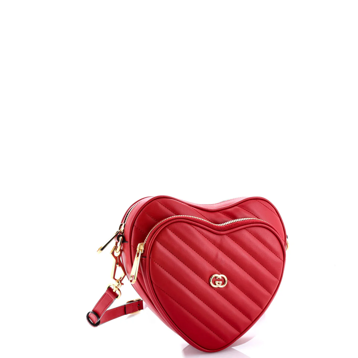 Interlocking G Heart Shoulder Bag Diagonal Quilted Leather Mini - Deep Luxury