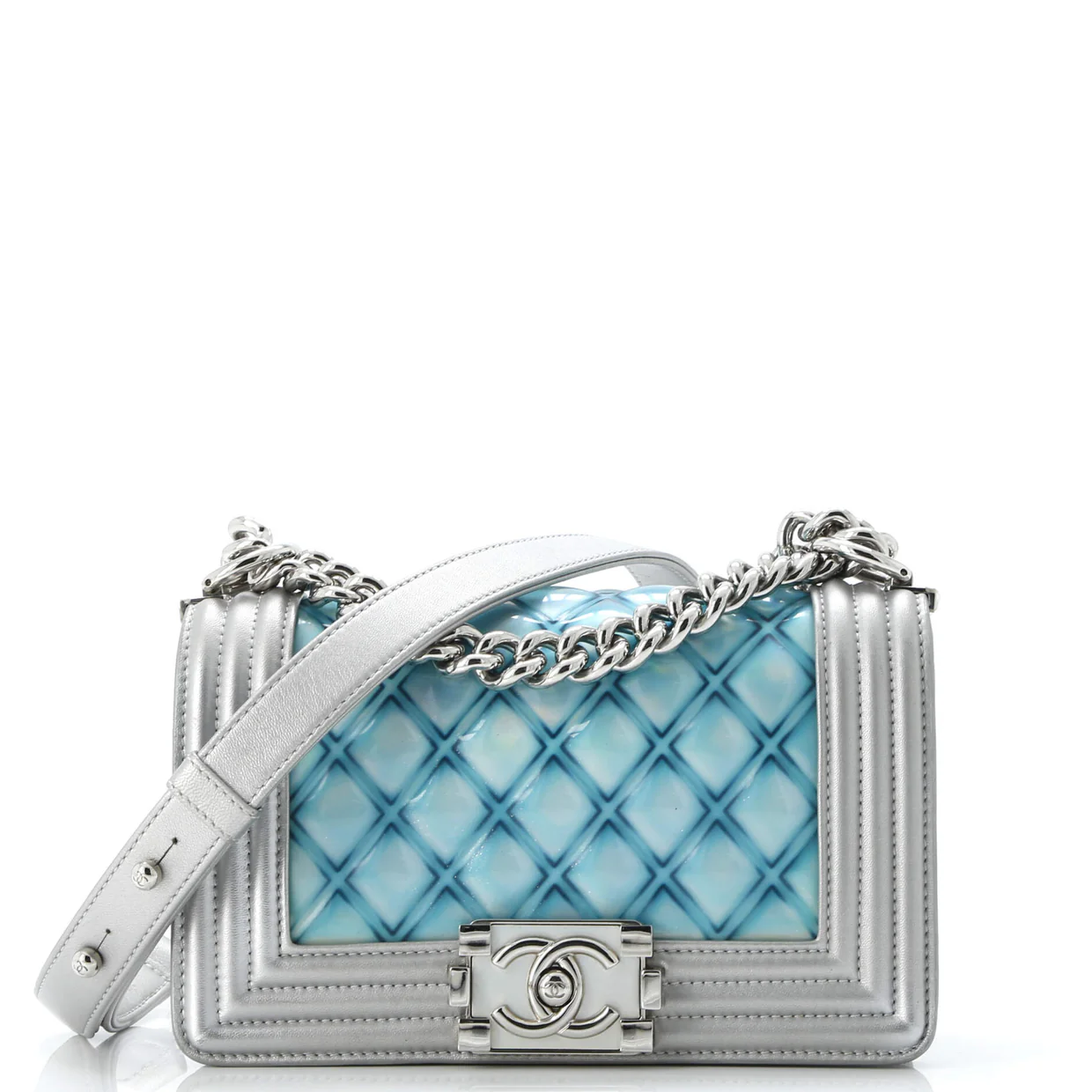 Boy Flap Bag Quilted Holographic PVC Small - Deep Luxury