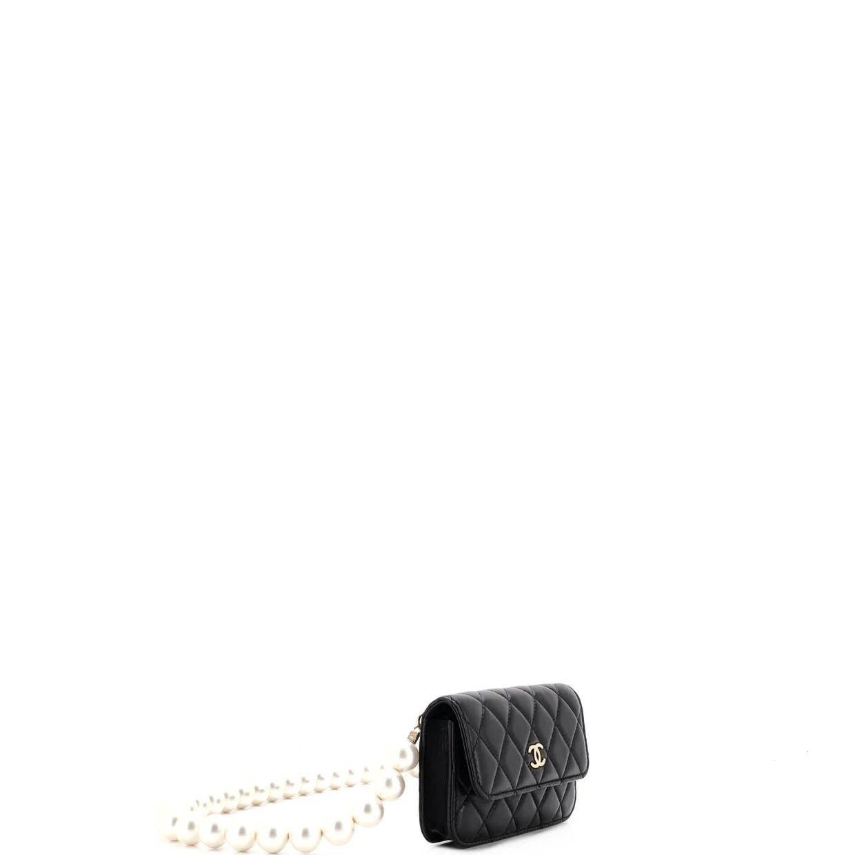 Pearl Strap Clutch with Chain Quilted Calfskin - Deep Luxury