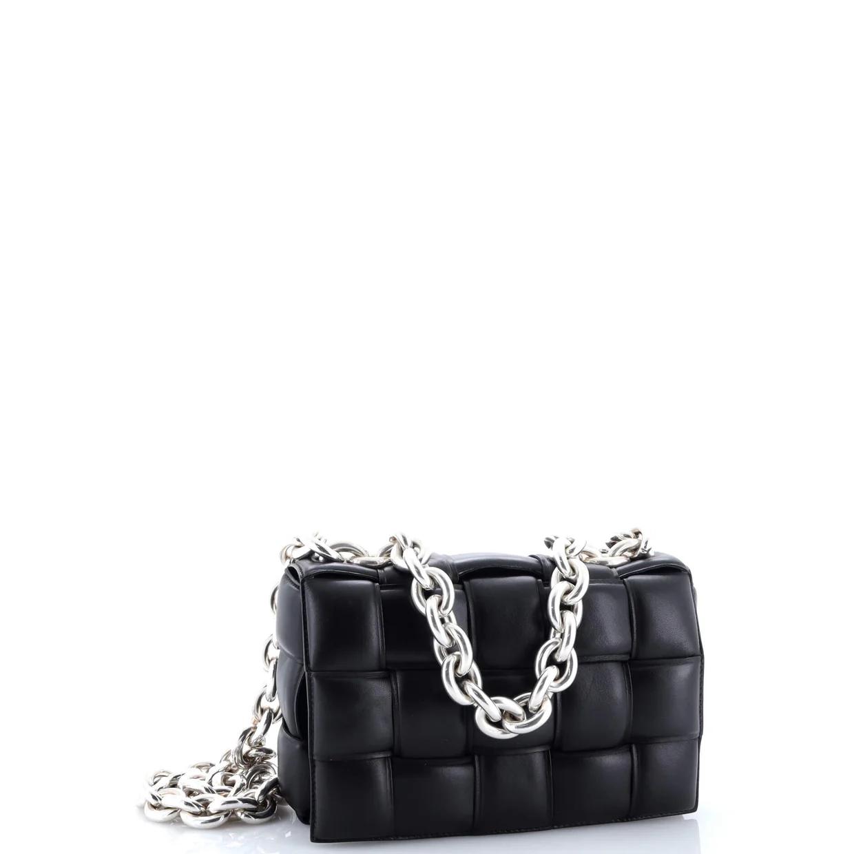 Cassette Chain Crossbody Bag Padded Maxi Intrecciato Leather - Deep Luxury