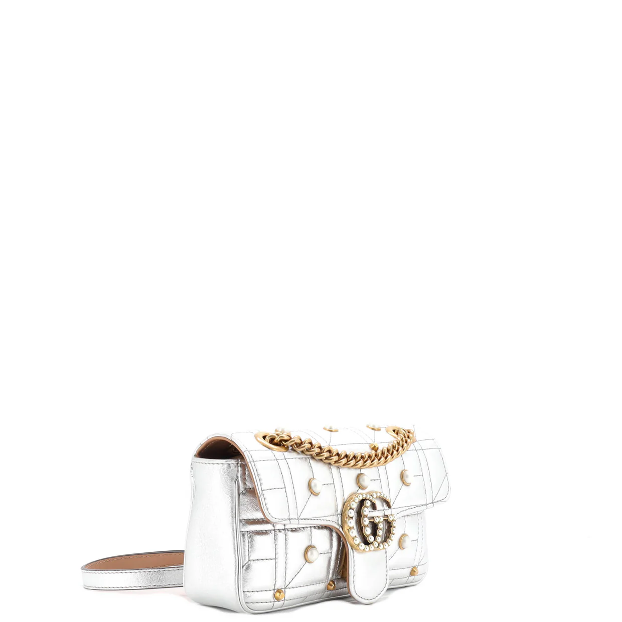 Pearly GG Marmont Flap Bag Embellished Matelasse Leather Mini - Deep Luxury