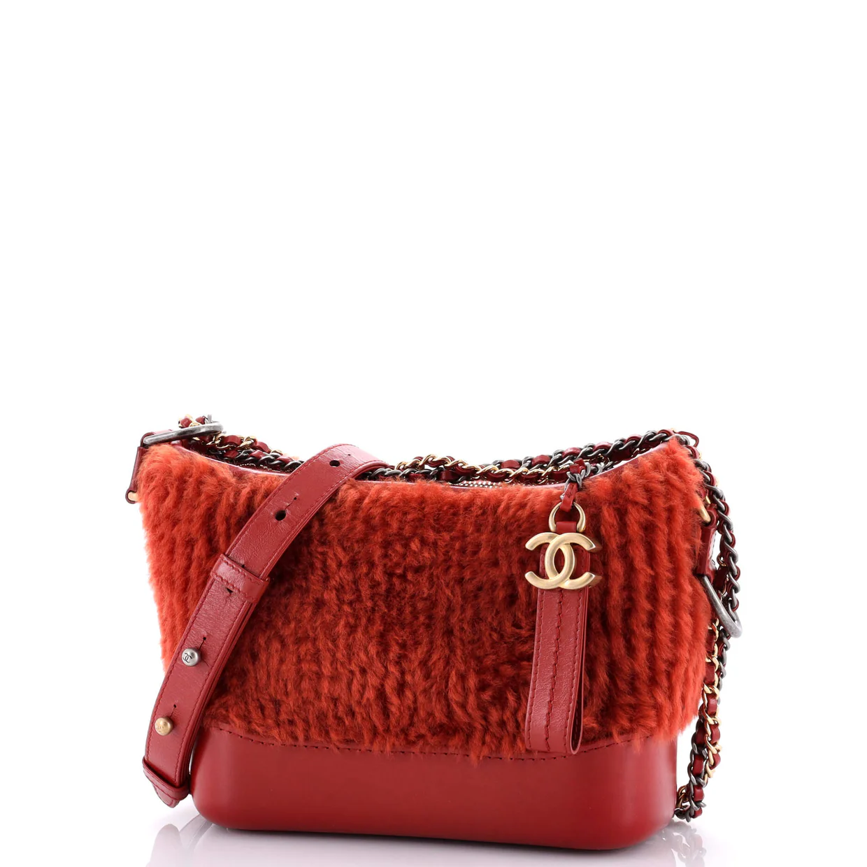 Gabrielle Hobo Shearling and Leather Small - Deep Luxury