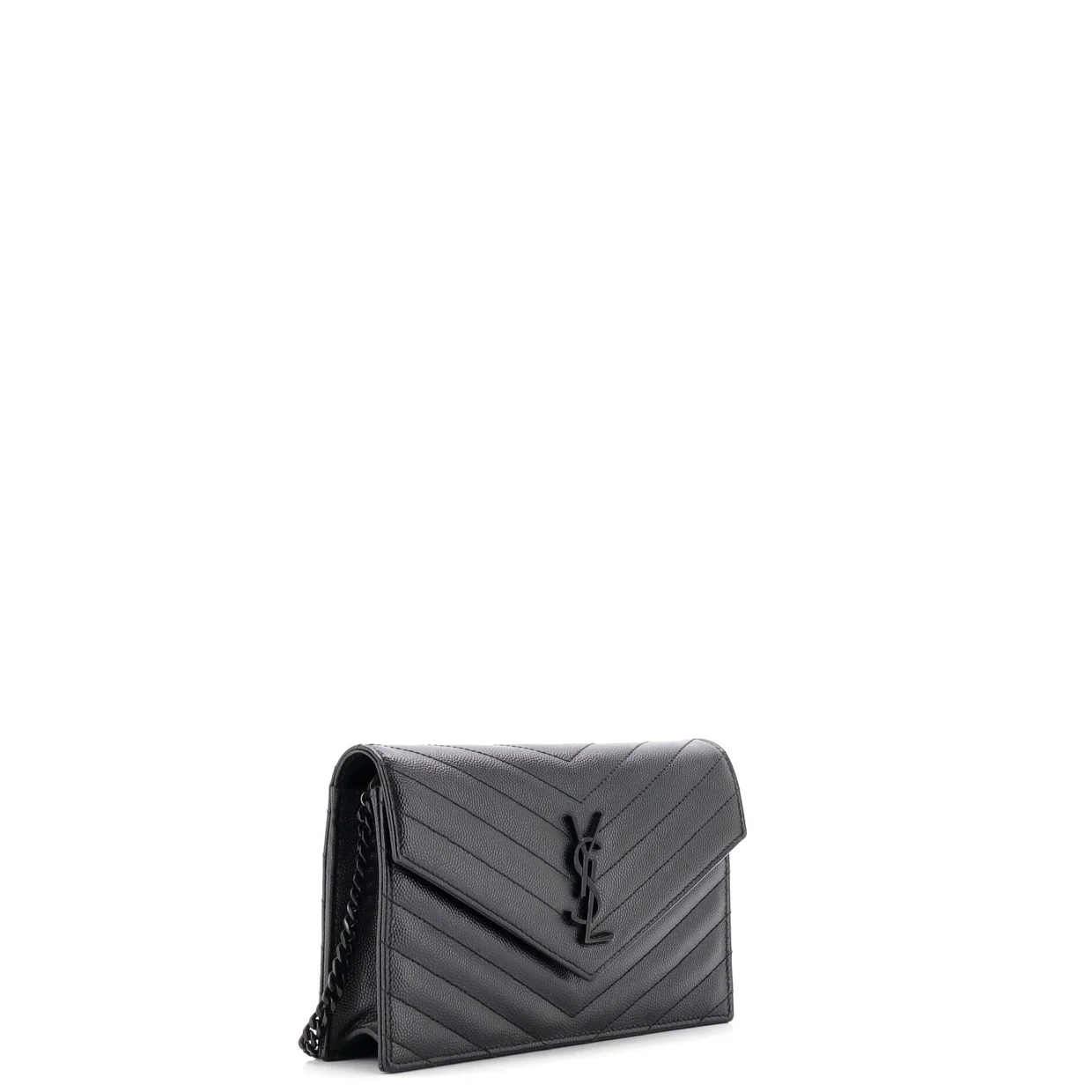 Classic Monogram Wallet on Chain Matelasse Chevron Leather Small - Deep Luxury