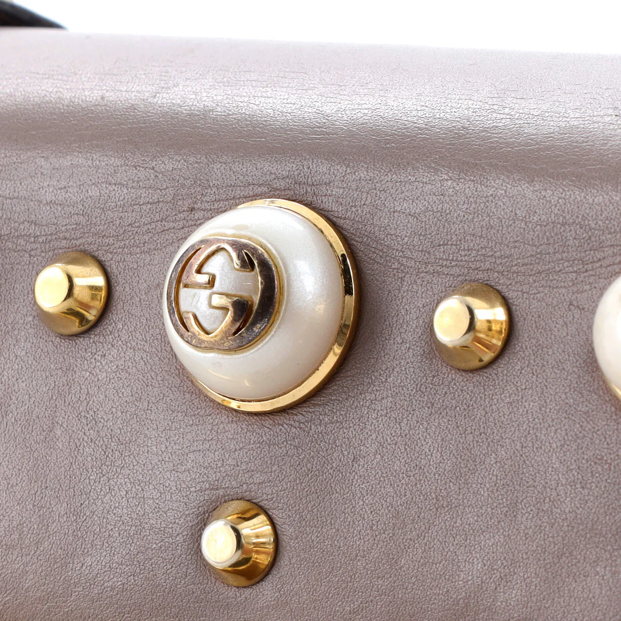 Pearly Padlock Shoulder Bag GG Coated Canvas with Studded Leather Small - Deep Luxury