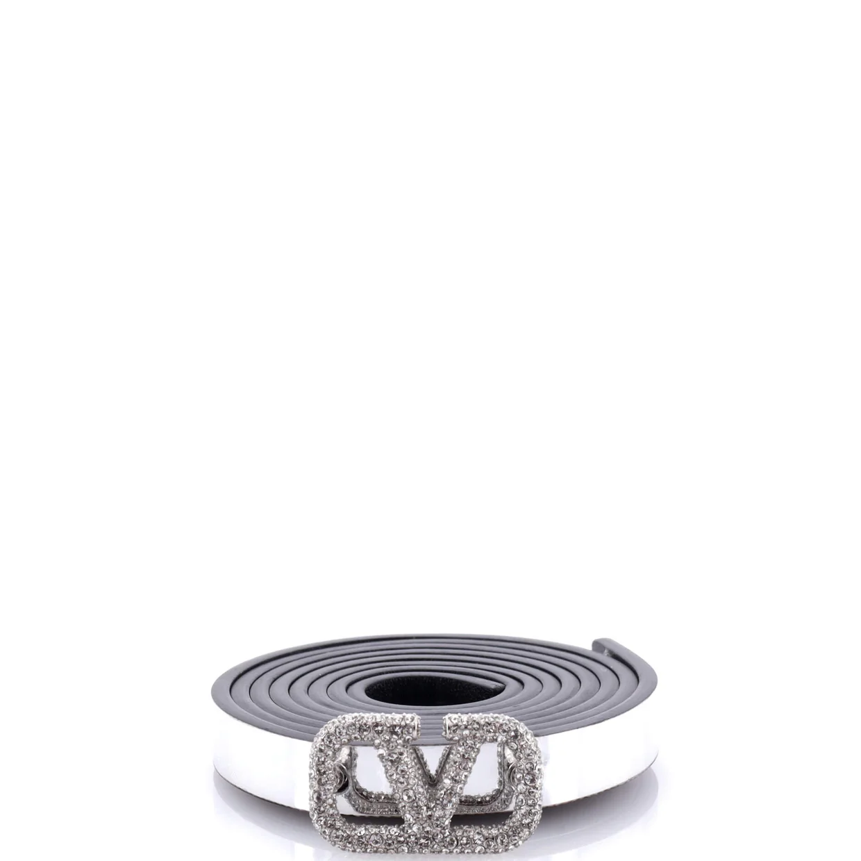 VLogo Reversible Belt Leather with Crystals Thin 80 - Deep Luxury