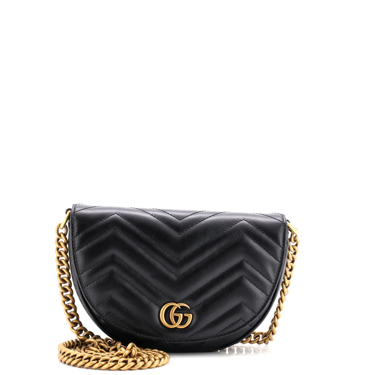 GG Marmont Half Moon Flap Crossbody Bag Matelasse Leather Mini - Deep Luxury