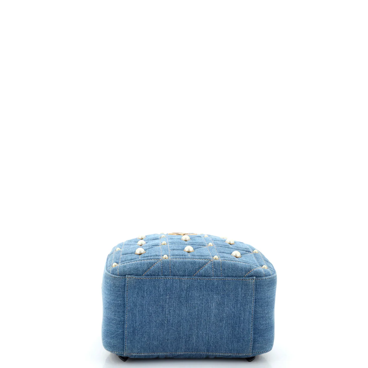 Pearly GG Marmont Backpack Embellished Matelasse Denim Small - Deep Luxury