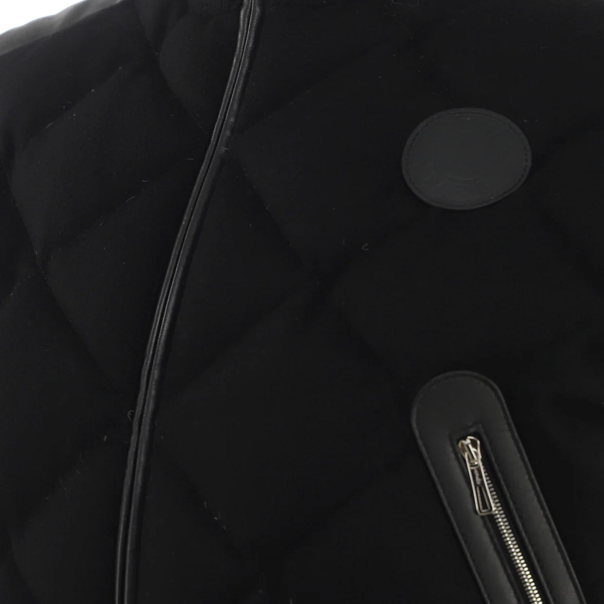 Women's Short Puffer Vest Quilted Cashmere with Leather - Deep Luxury