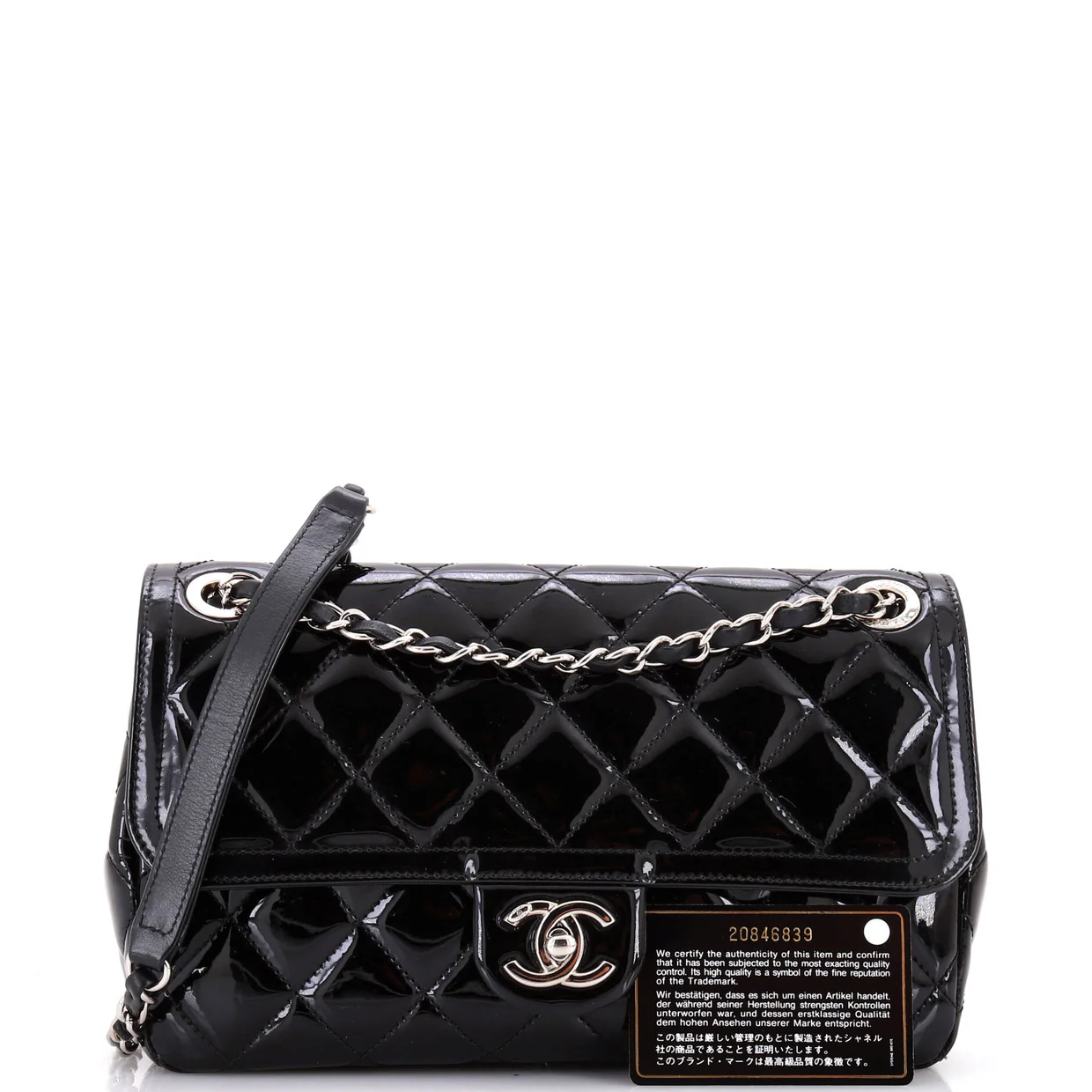 Coco Shine Flap Bag Quilted Patent Medium - Deep Luxury