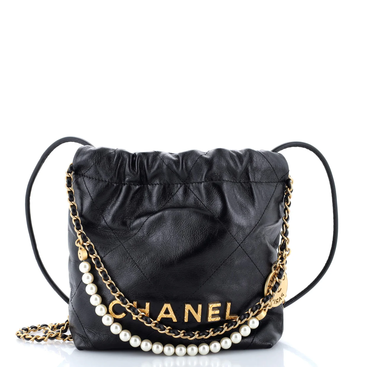 22 Chain Hobo Quilted Calfskin with Pearl Chain Mini - Deep Luxury