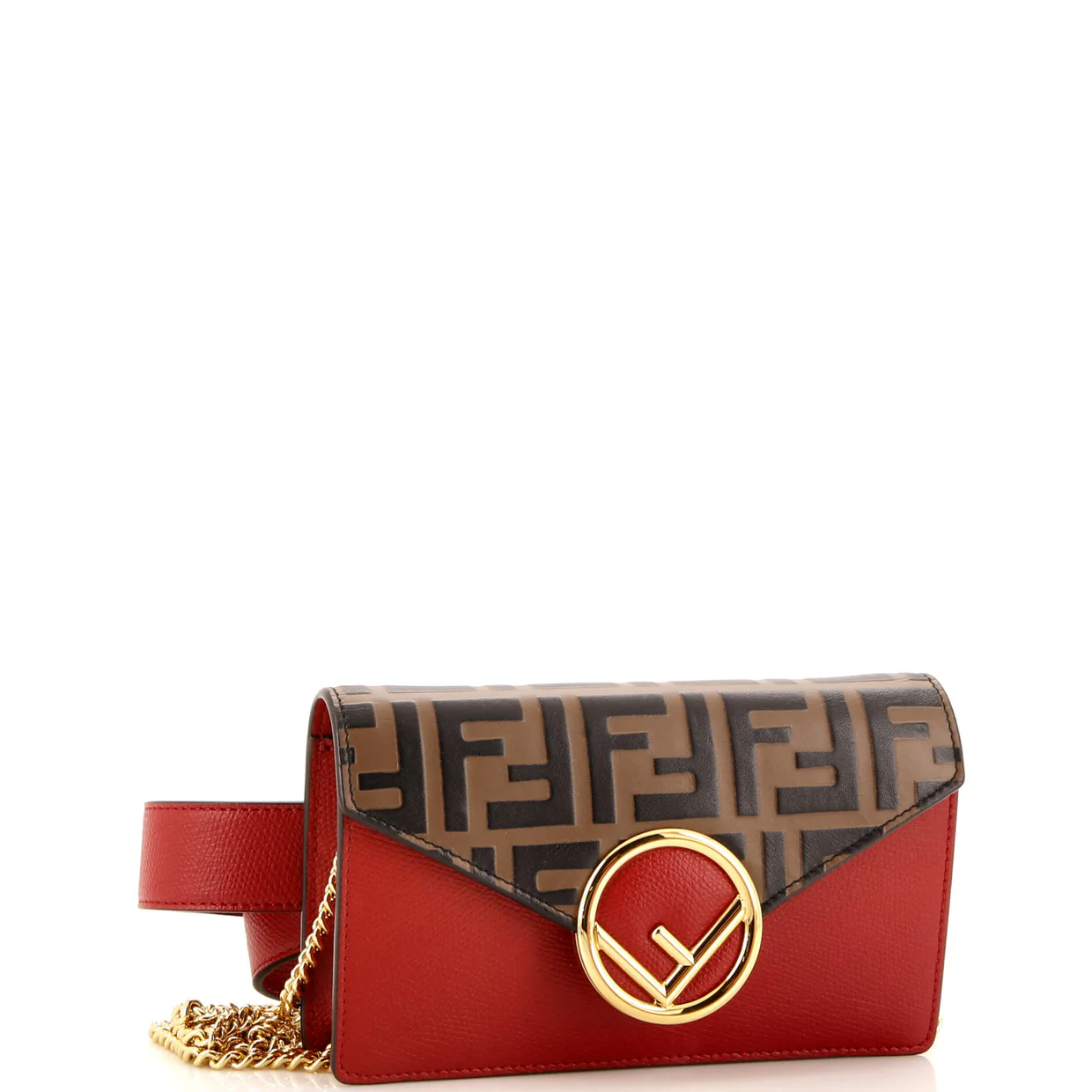 F is Fendi Convertible Belt Bag Leather with Zucca Embossed Detail - Deep Luxury