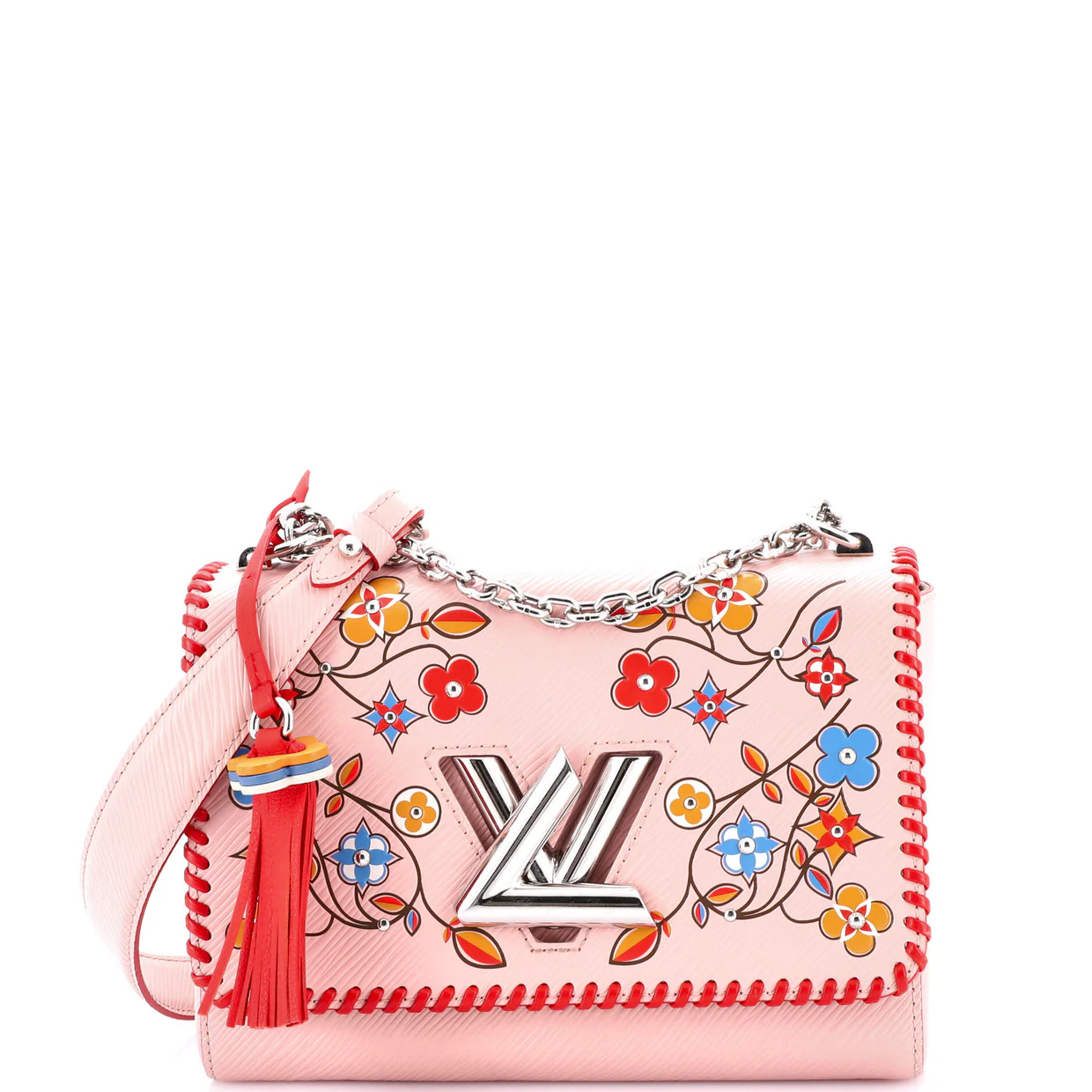 Twist Handbag Limited Edition Flower Embellished Epi Leather with Whipstitch Details MM - Deep Luxury
