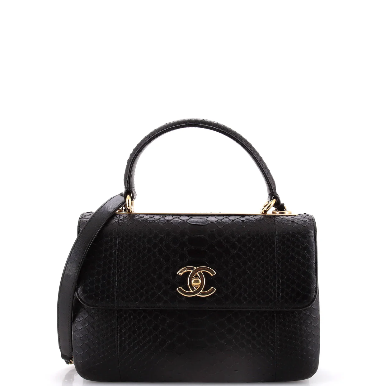 Trendy CC Top Handle Bag Python Small - Deep Luxury