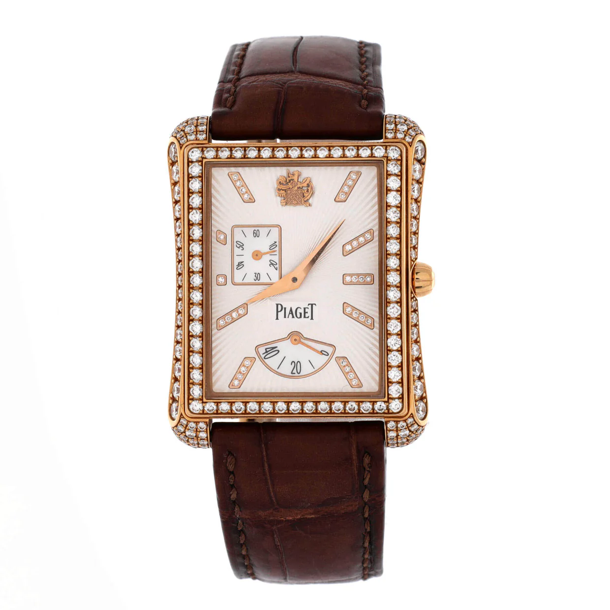 Black Tie Emperador Power Reserve Automatic Watch Rose Gold and Alligator with Diamond Bezel, Case and Markers 32 - Deep Luxury