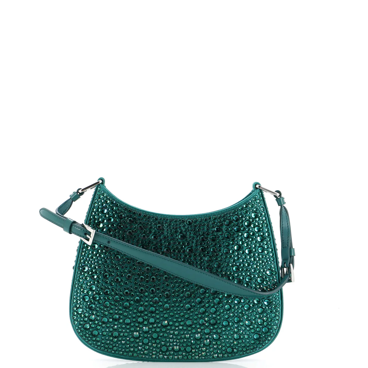 Cleo Shoulder Bag Crystal Embellished Satin Small - Deep Luxury