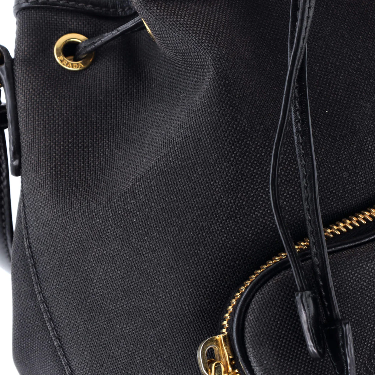 Logo Drawstring Bucket Bag Canvas - Deep Luxury