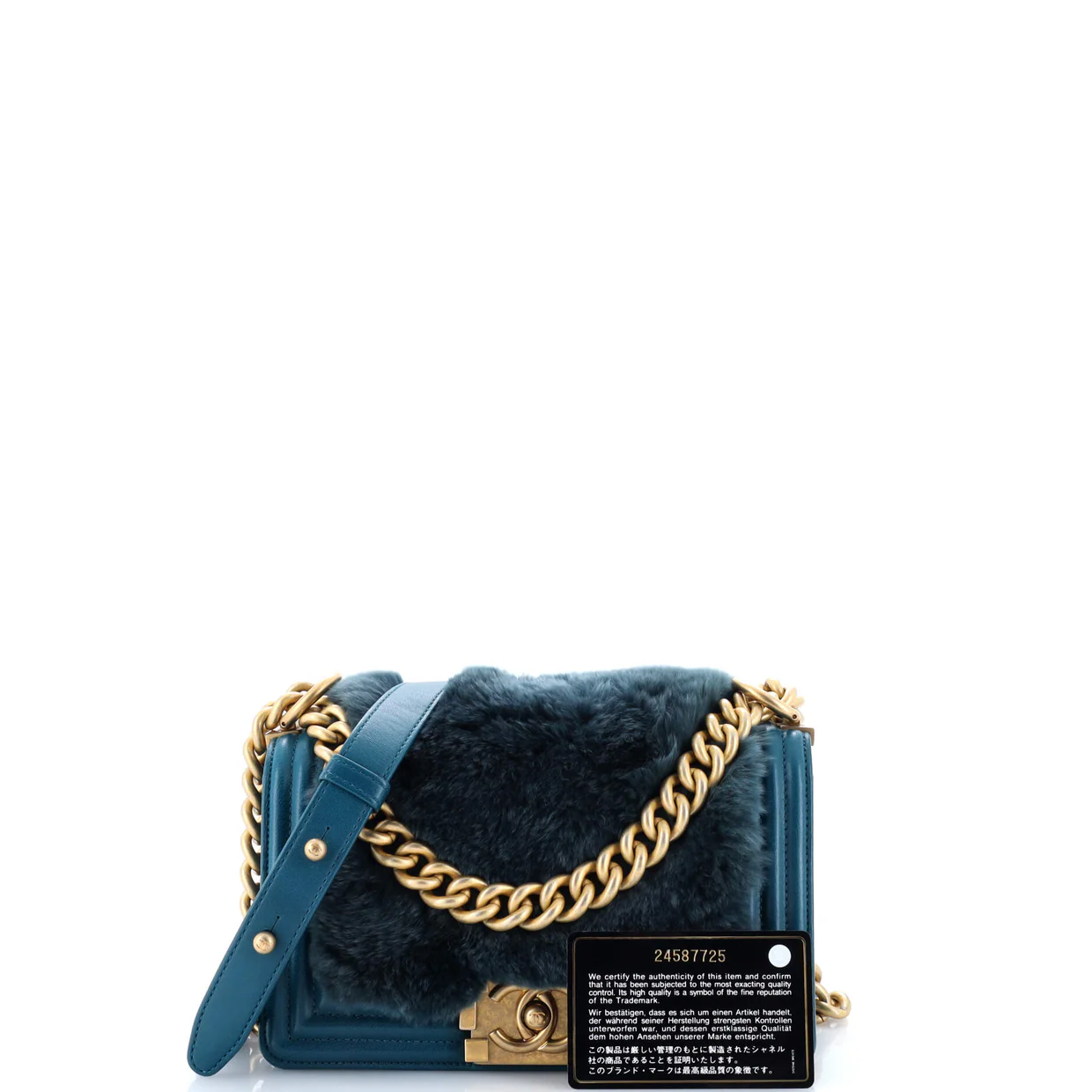 Boy Flap Bag Fur with Leather Small - Deep Luxury