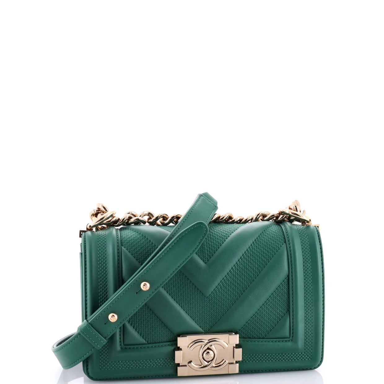 Boy Flap Bag Perforated Chevron Lambskin Small - Deep Luxury