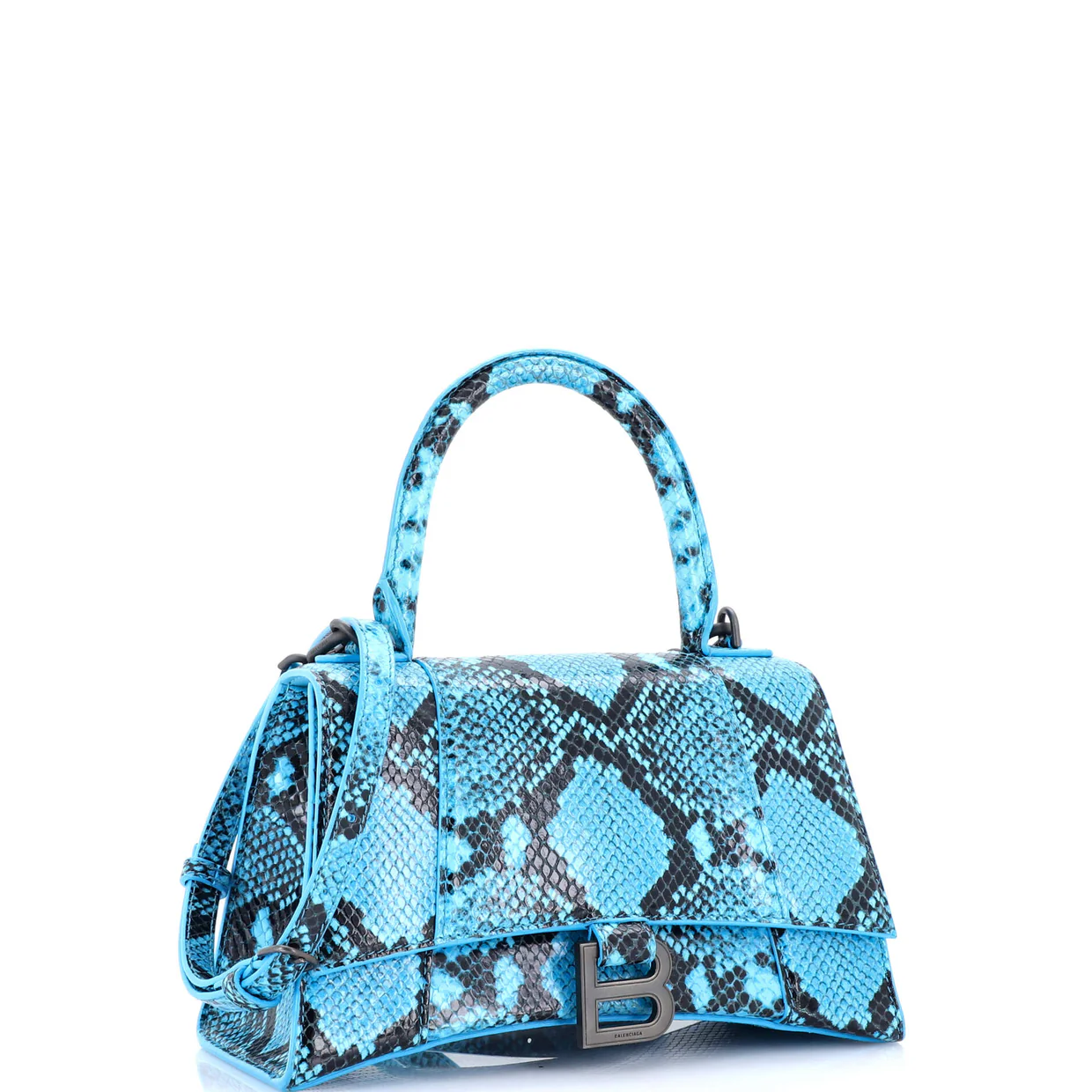 Hourglass Top Handle Bag Python Embossed Leather Small - Deep Luxury