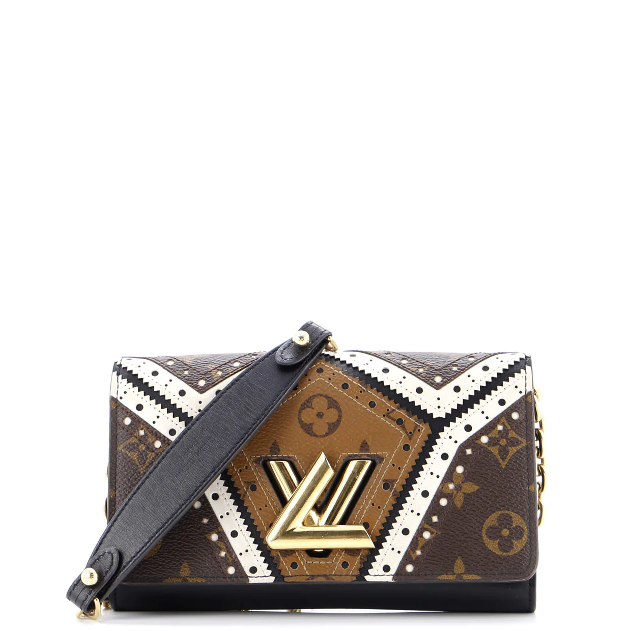 Twist Chain Wallet Limited Edition Brogue Reverse Monogram Canvas and Leather - Deep Luxury