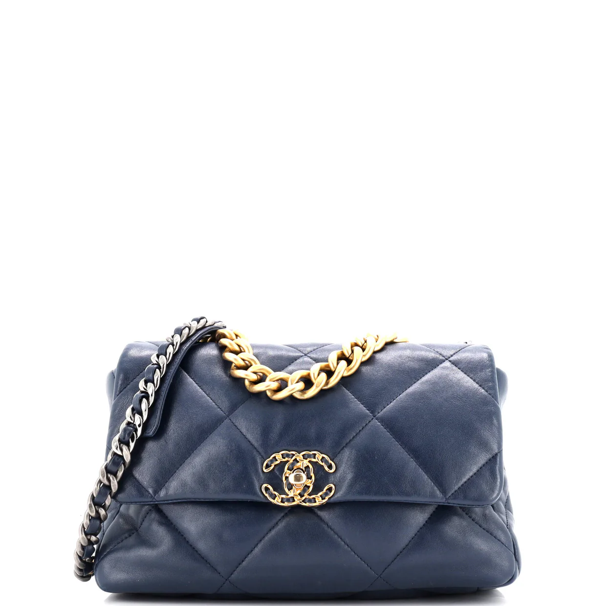 19 Flap Bag Quilted Leather Large - Deep Luxury