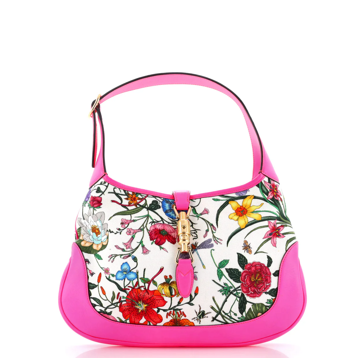 Jackie Hobo Flora Canvas with Leather Medium - Deep Luxury
