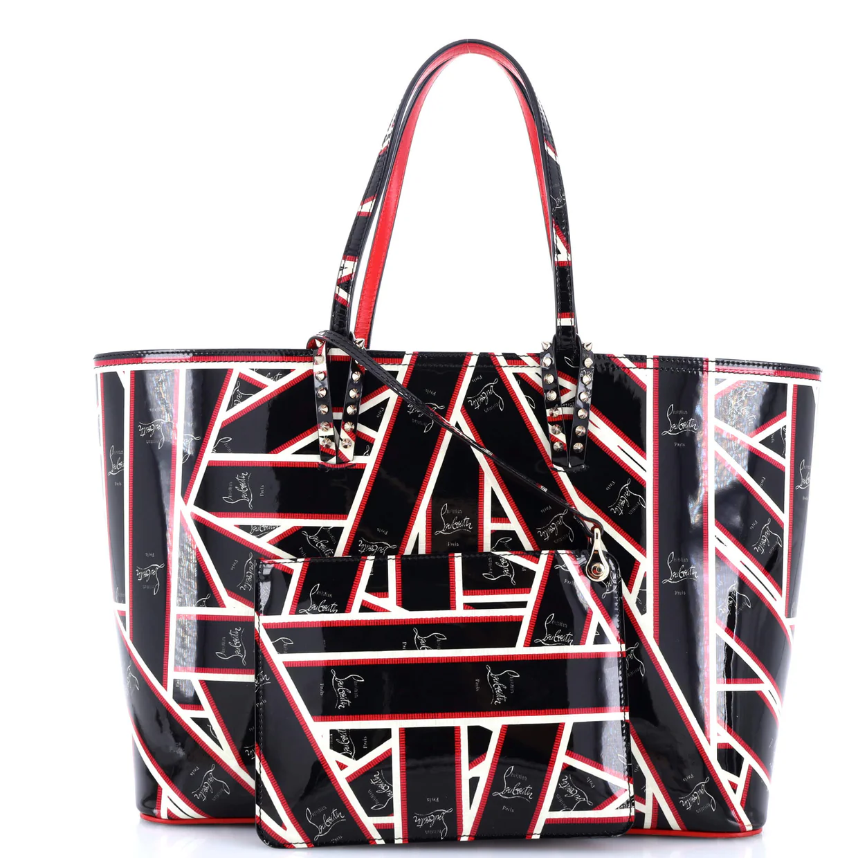 Cabata East West Tote Printed Patent Large - Deep Luxury