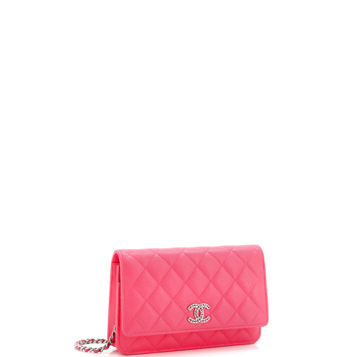 Crystal Woven CC Wallet on Chain Quilted Caviar - Deep Luxury