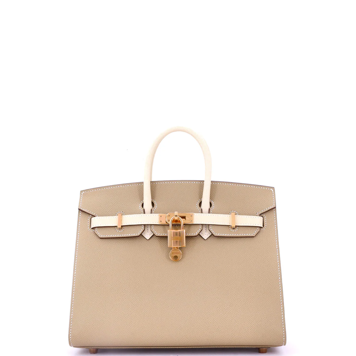 Birkin Sellier Bag Bicolor Epsom with Rose Gold Hardware 25 - Deep Luxury