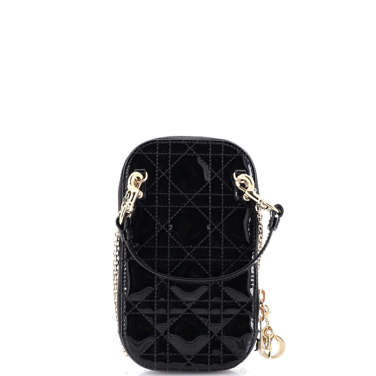 Lady Dior Phone Holder on Chain Cannage Quilt Patent - Deep Luxury