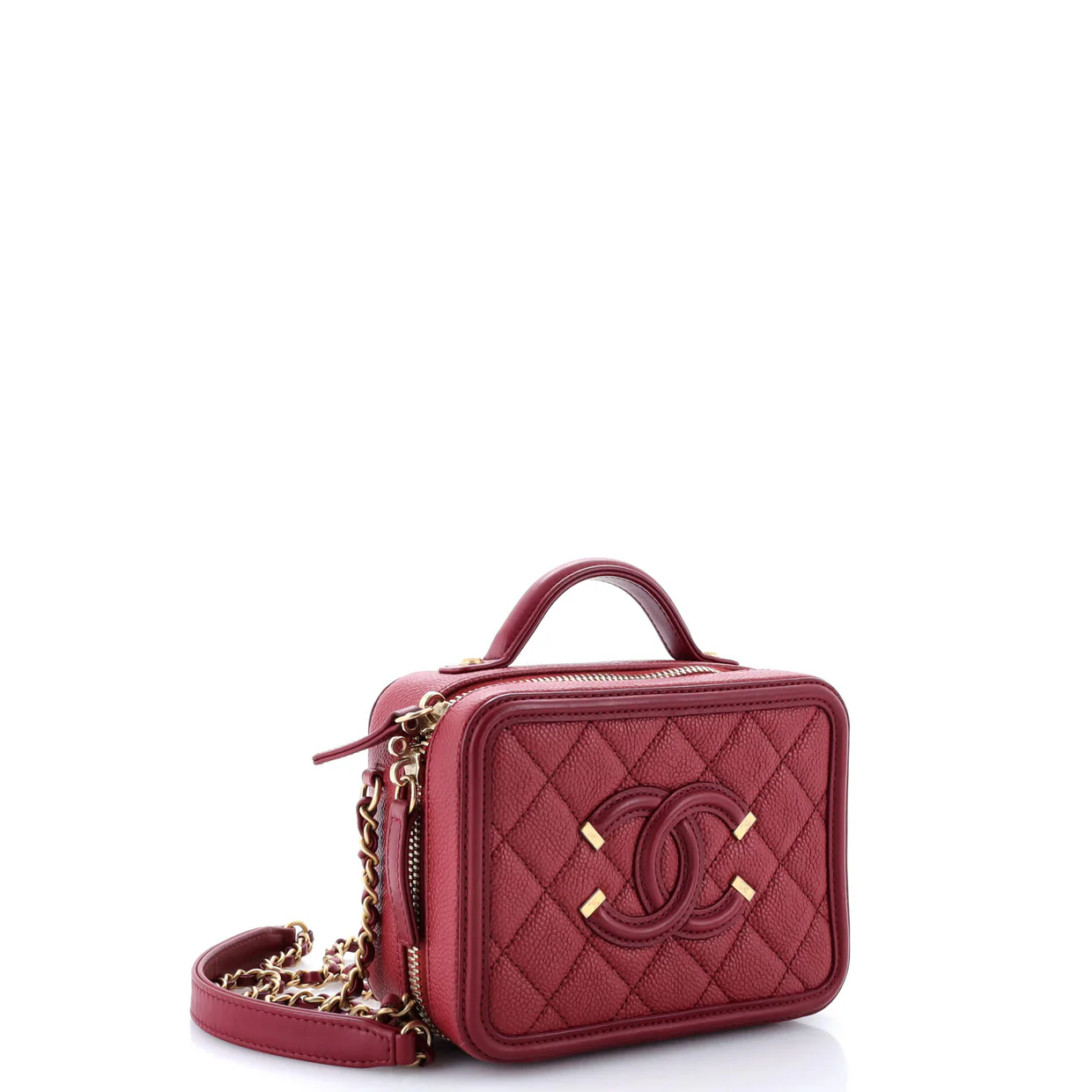 Filigree Vanity Case Quilted Caviar Small - Deep Luxury