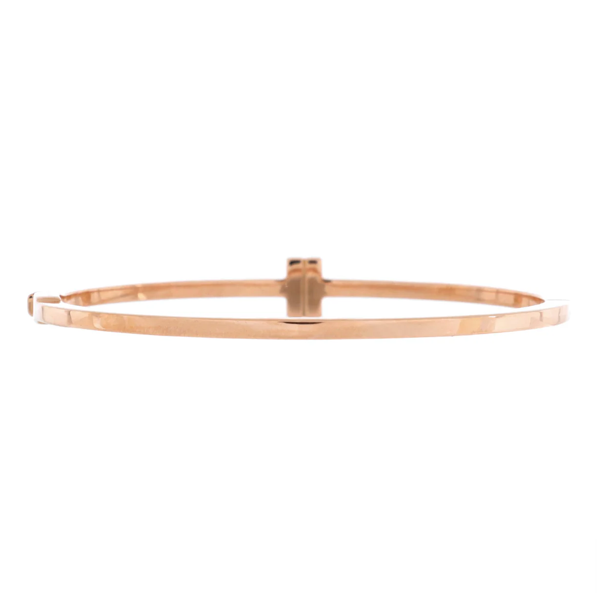 T Hinged Wire Bangle Bracelet 18K Rose Gold and Diamonds - Deep Luxury