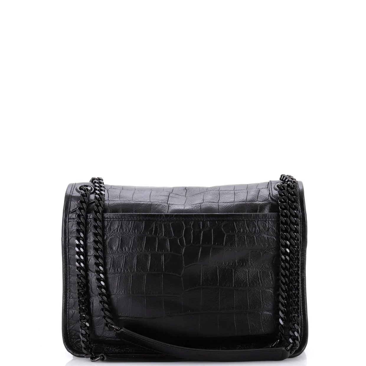 Niki Chain Flap Bag Crocodile Embossed Leather Medium - Deep Luxury