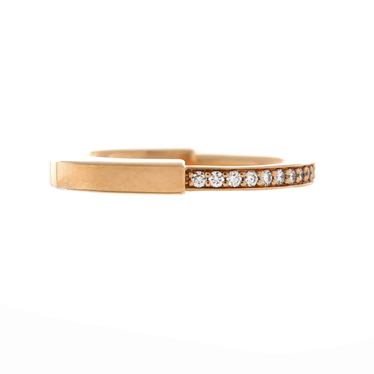 Lock Ring 18K Rose Gold with Pave Diamonds - Deep Luxury