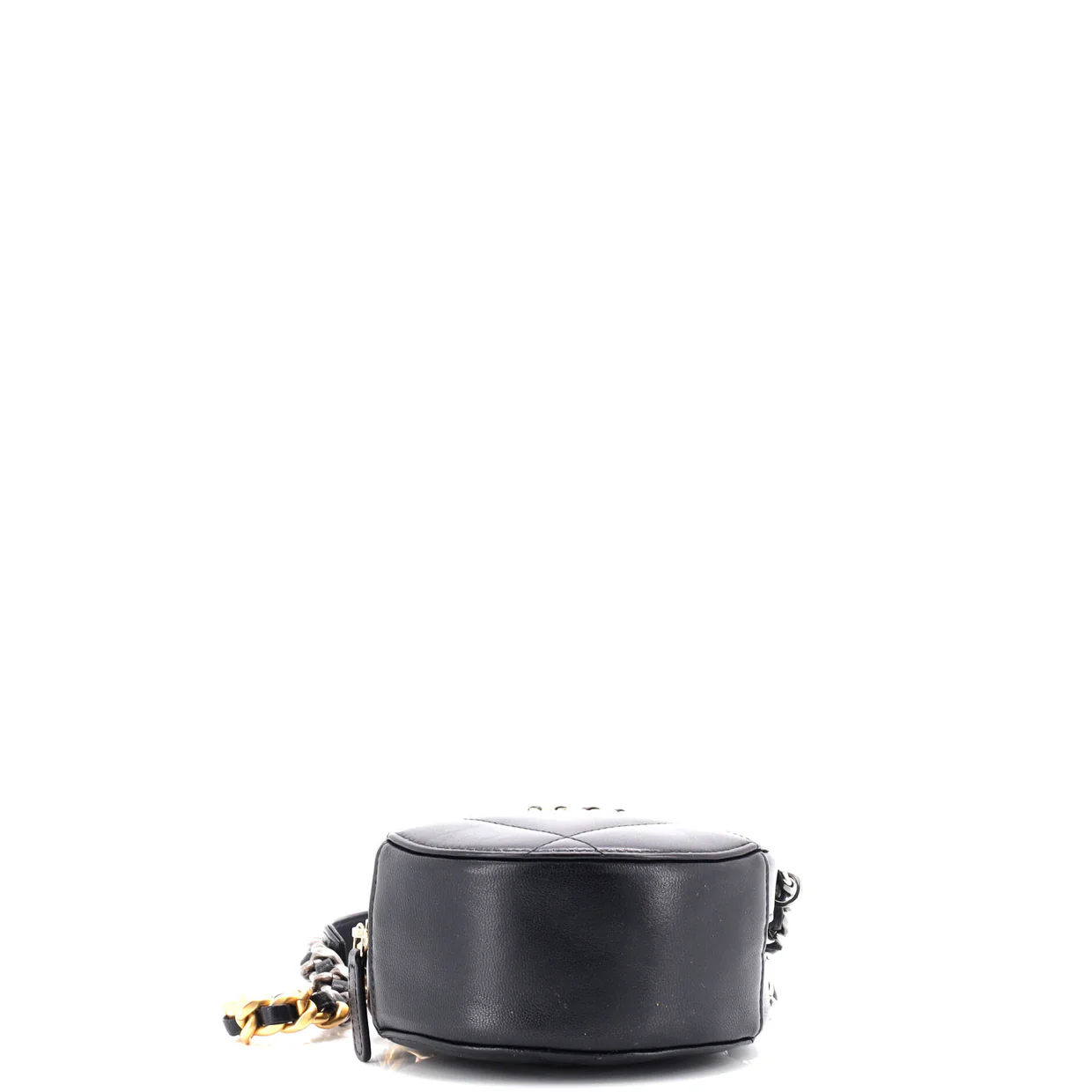 19 Round Clutch with Chain Quilted Leather - Deep Luxury