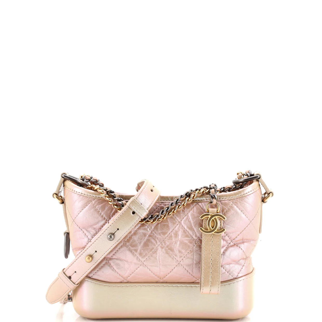 Gabrielle Hobo Quilted Iridescent Aged Calfskin Small - Deep Luxury