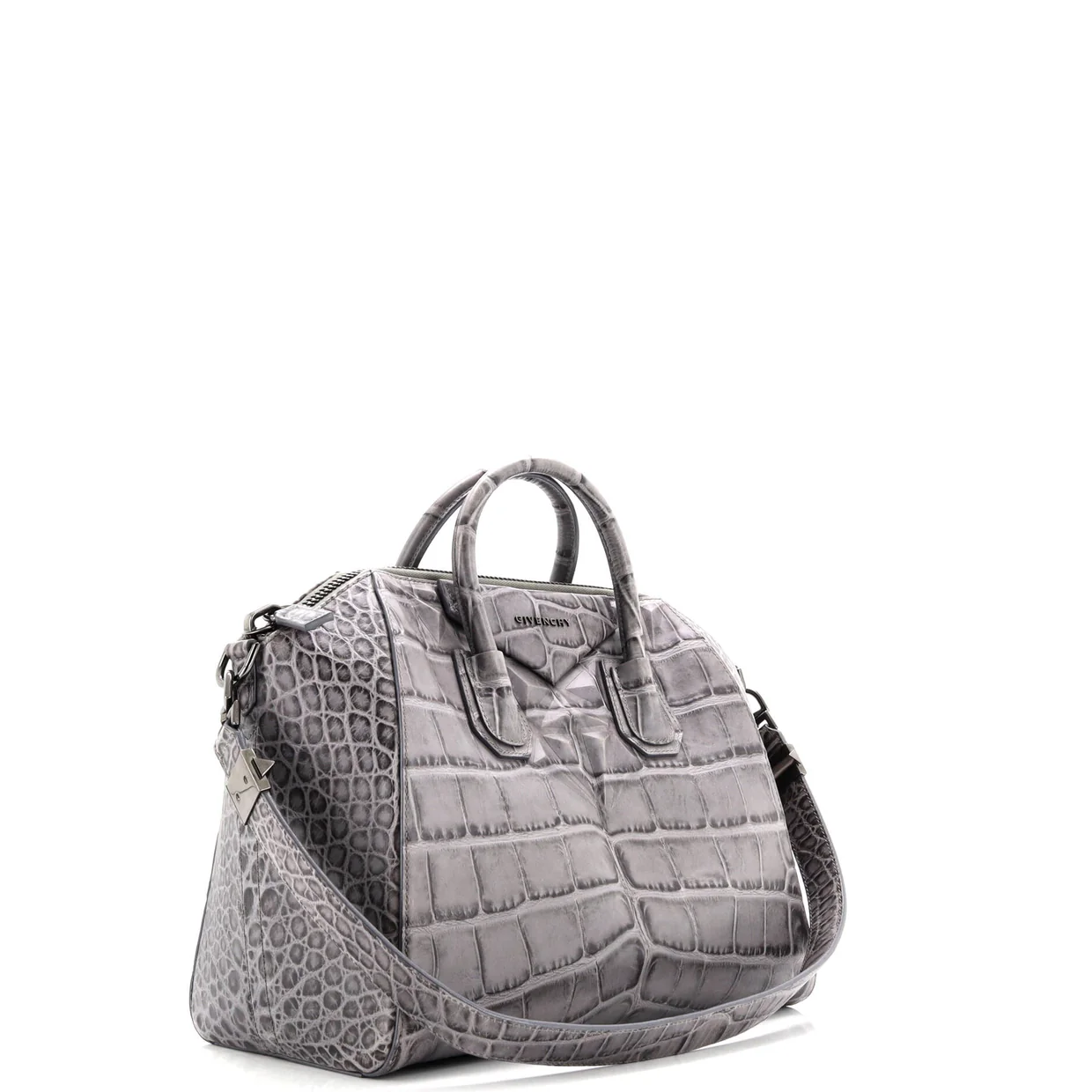 Antigona Bag Crocodile Embossed Leather Medium - Deep Luxury