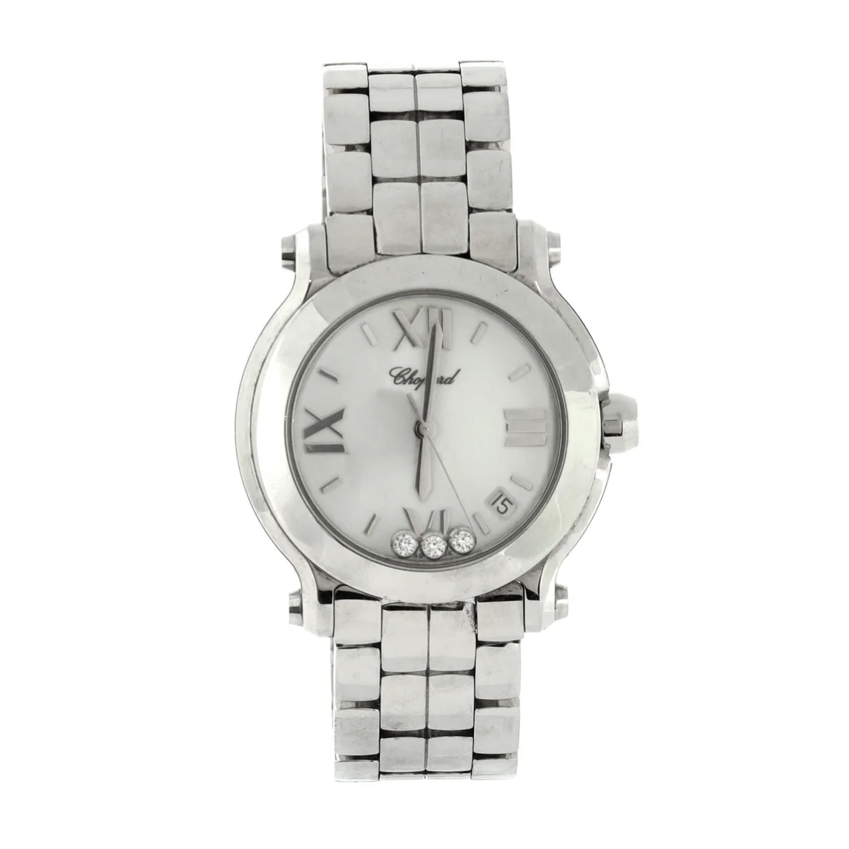 Happy Sport Quartz Watch Stainless Steel with 3 Floating Diamonds 33 - Deep Luxury
