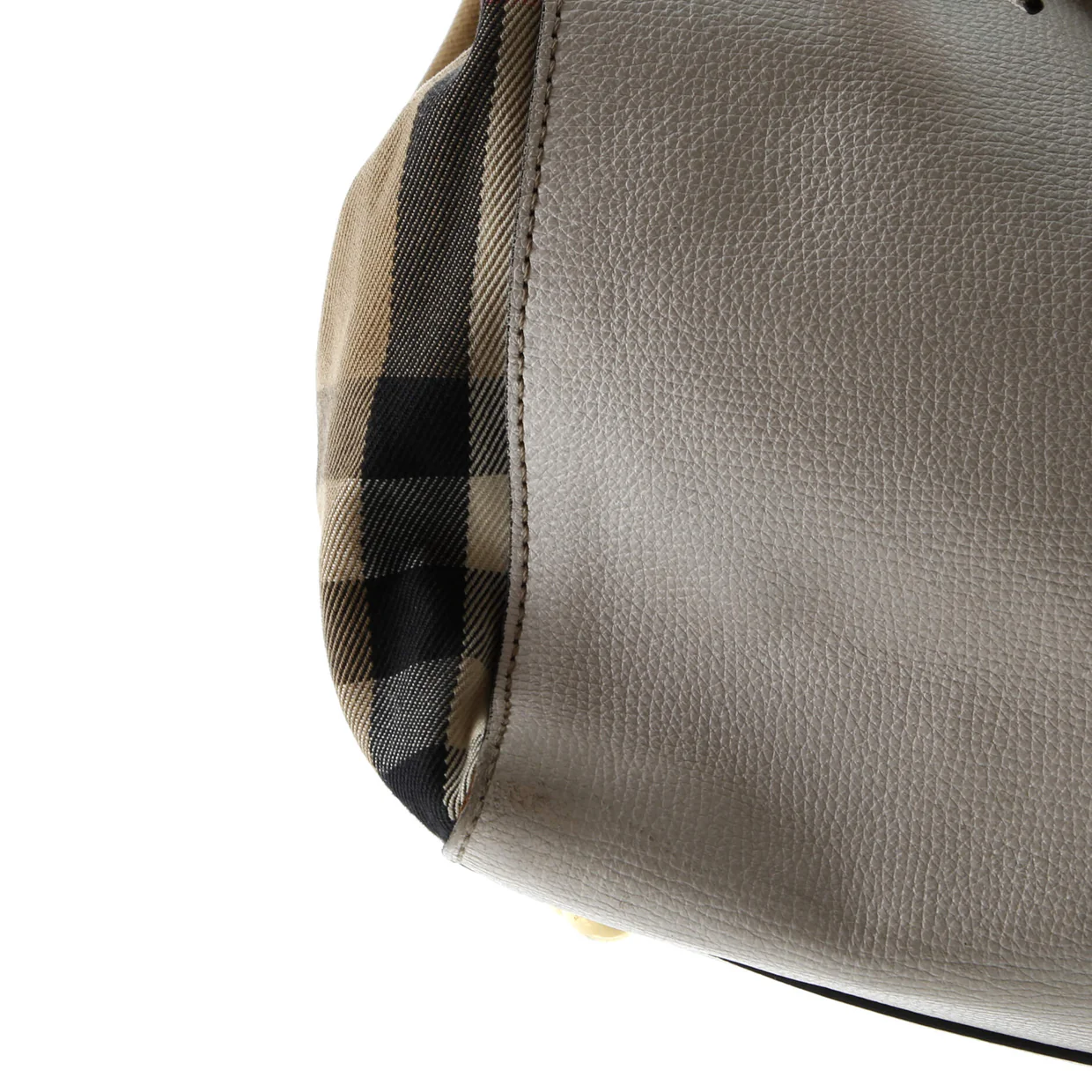 Canterbury Tote Leather and House Check Canvas Small - Deep Luxury