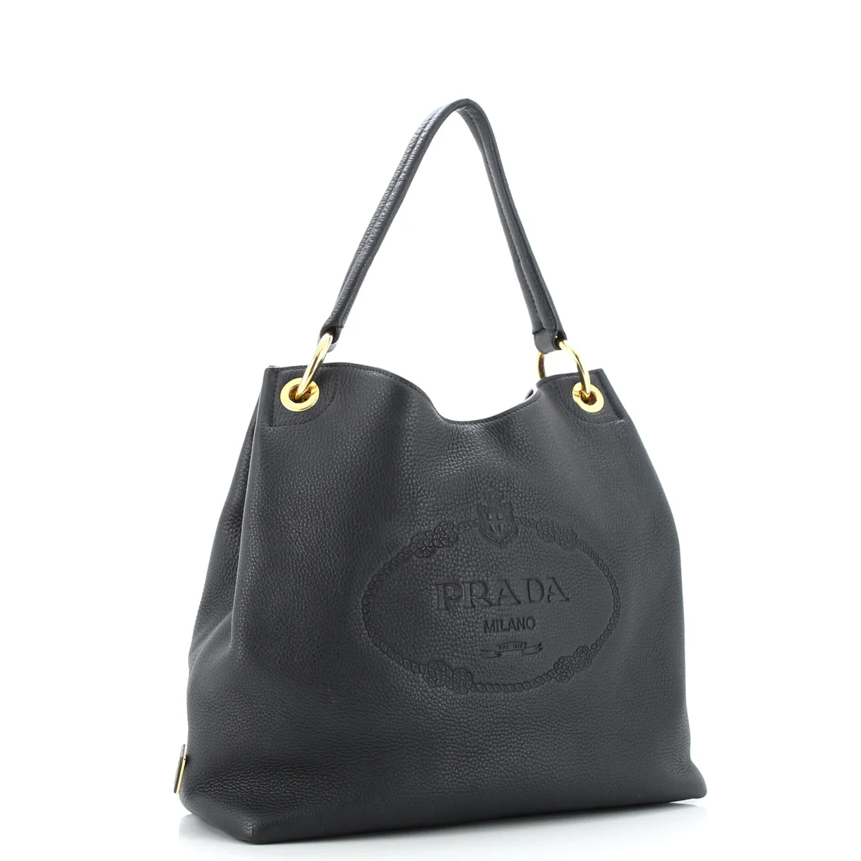 Logo Hobo Embossed Vitello Daino Large - Deep Luxury
