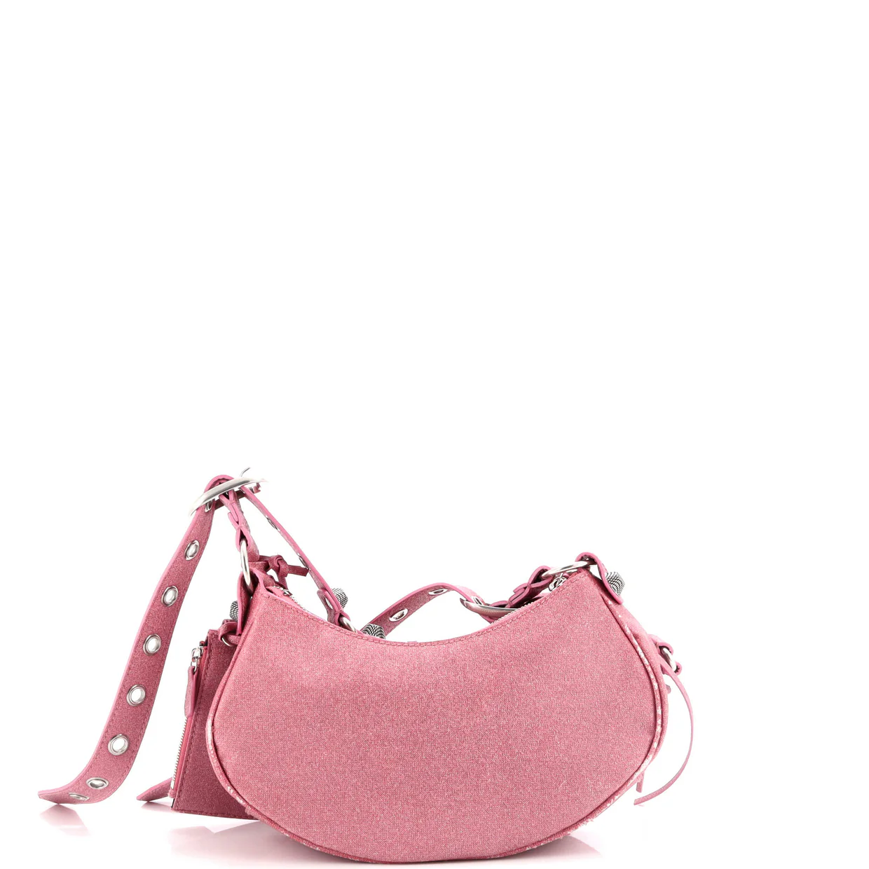 Le Cagole Giant Studs Shoulder Bag Glitter Leather XS - Deep Luxury