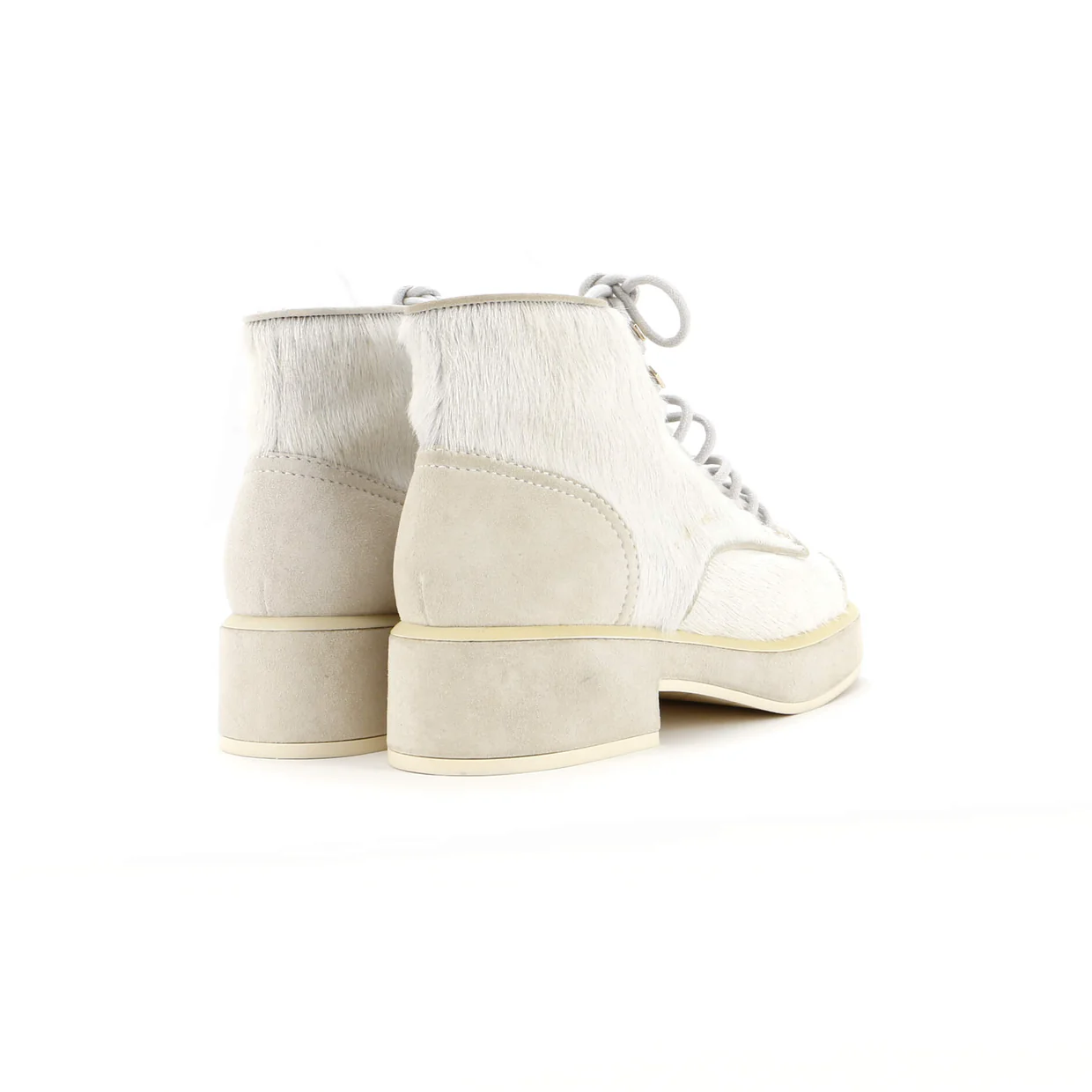 Women's CC Cap Toe Combat Boots Pony Hair with Suede - Deep Luxury