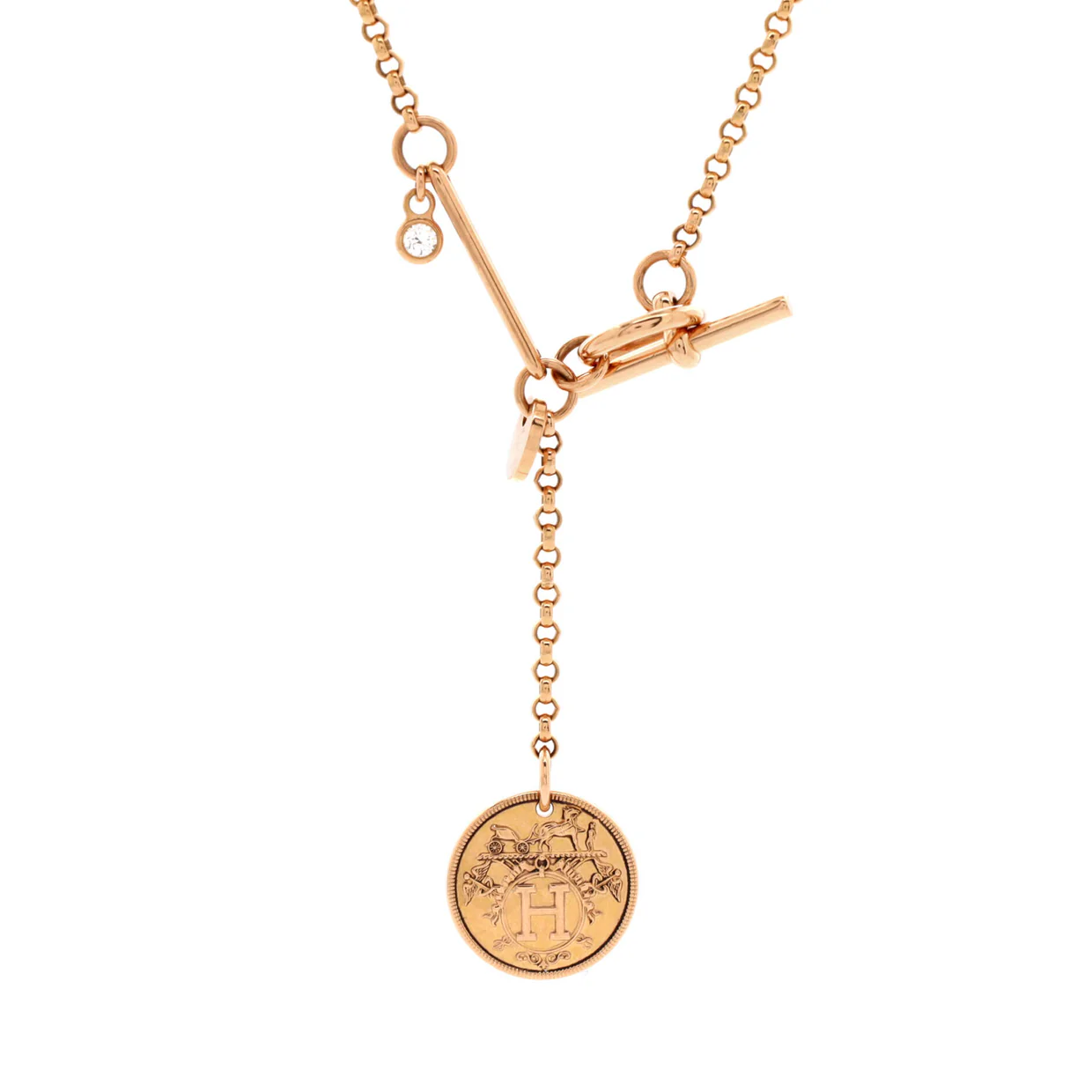 Ex-Libris Pendant Necklace 18K Rose Gold with Diamond Small - Deep Luxury