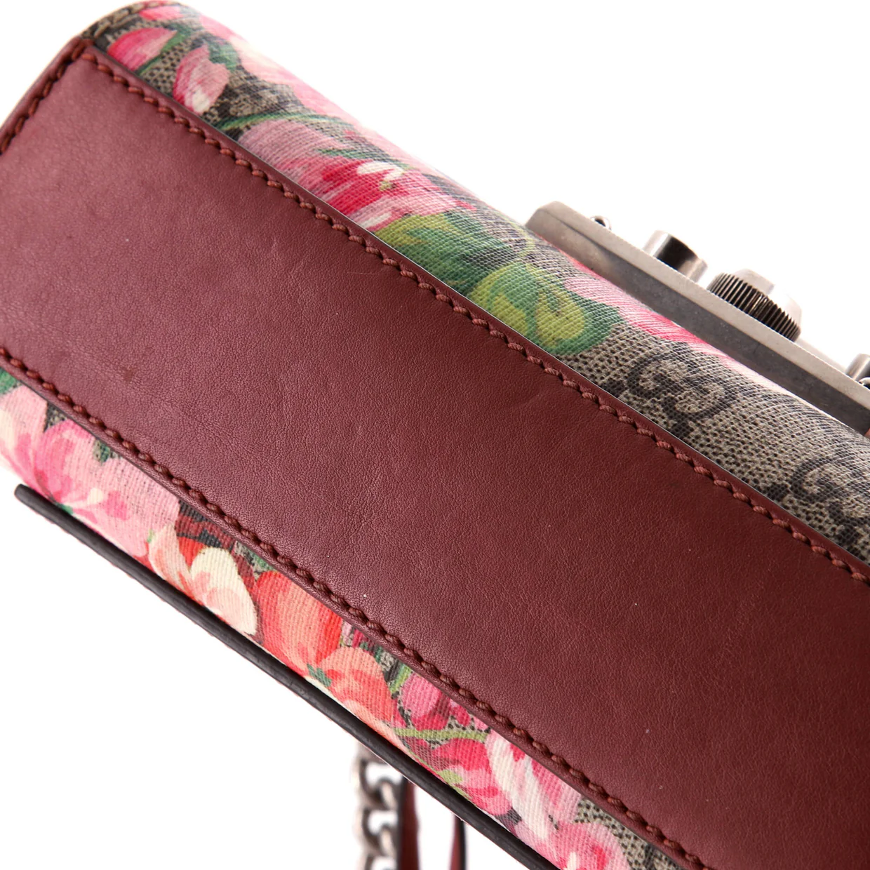 Padlock Shoulder Bag Blooms Print GG Coated Canvas Small - Deep Luxury