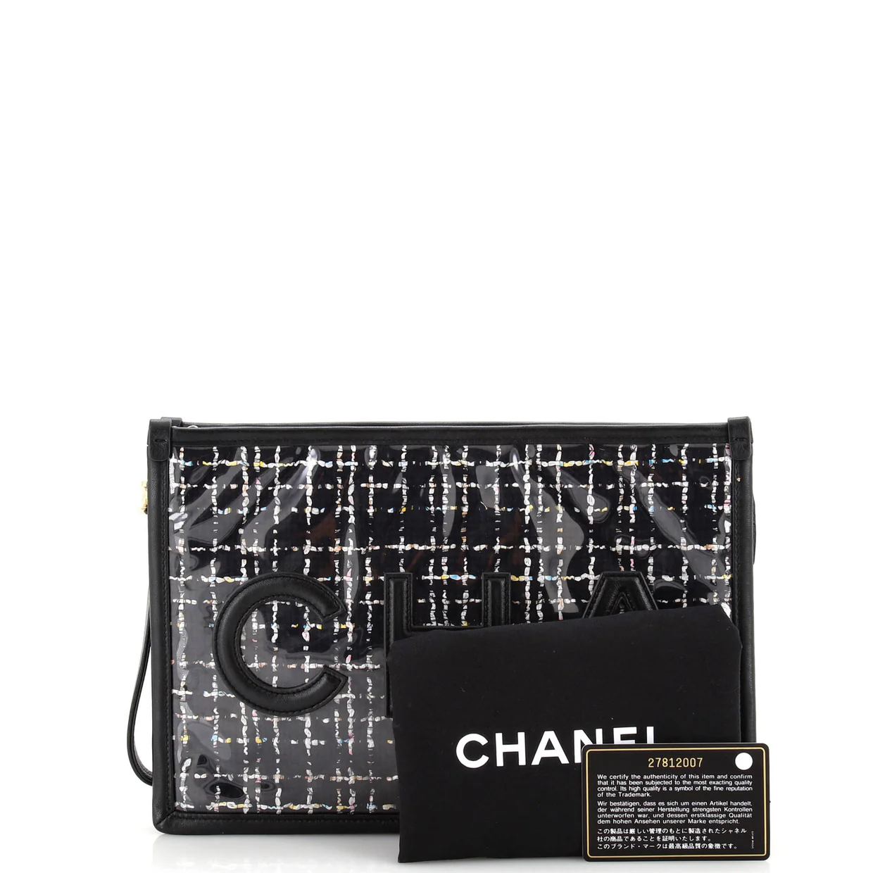 Logo Wristlet Clutch PVC Over Quilted Tweed Large - Deep Luxury