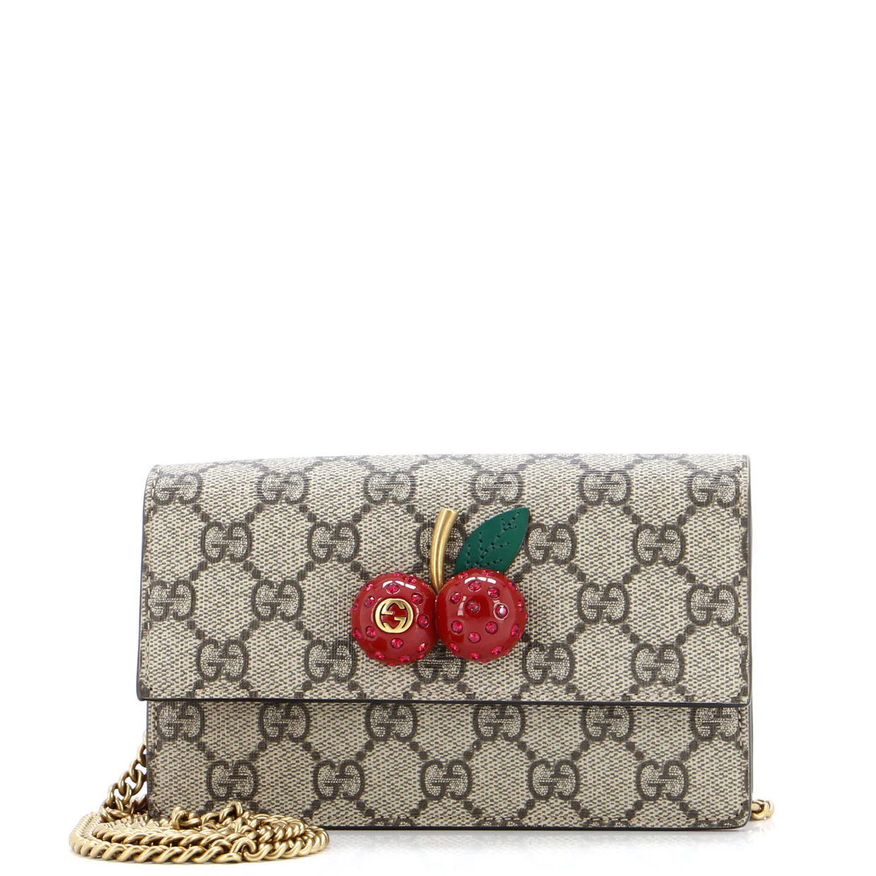 Cherries Wallet on Chain GG Coated Canvas Mini - Deep Luxury