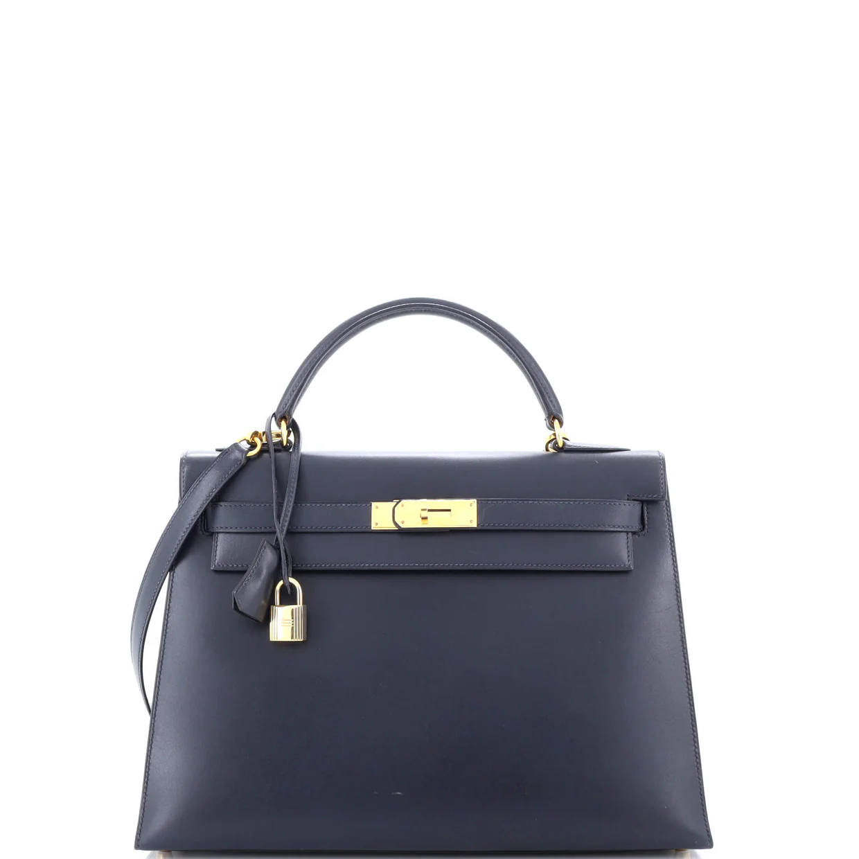 Kelly Handbag Bleu Marine Box Calf with Gold Hardware 32 - Deep Luxury