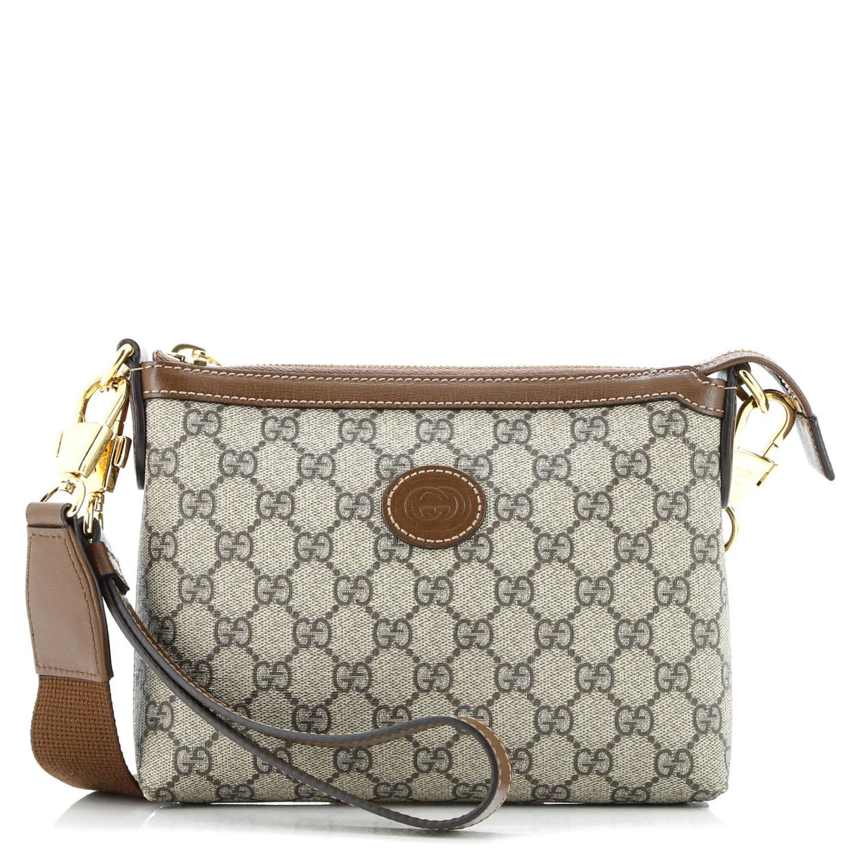 Interlocking G Patch Wristlet Messenger Bag GG Coated Canvas Small - Deep Luxury