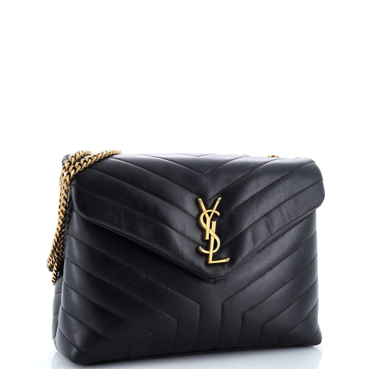 Loulou Shoulder Bag Matelasse Chevron Leather Medium - Deep Luxury